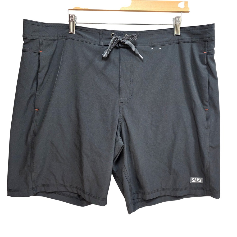 SAXX Betawave 2N1 Boardie Shorts Mens 40‎ Ball Park Pouch Black Pockets